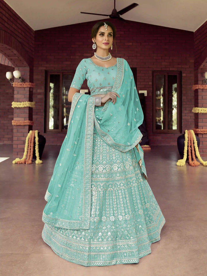 Organza Lehenga Choli Set | Jari, Thread & Gotta Embroidery for Elegance