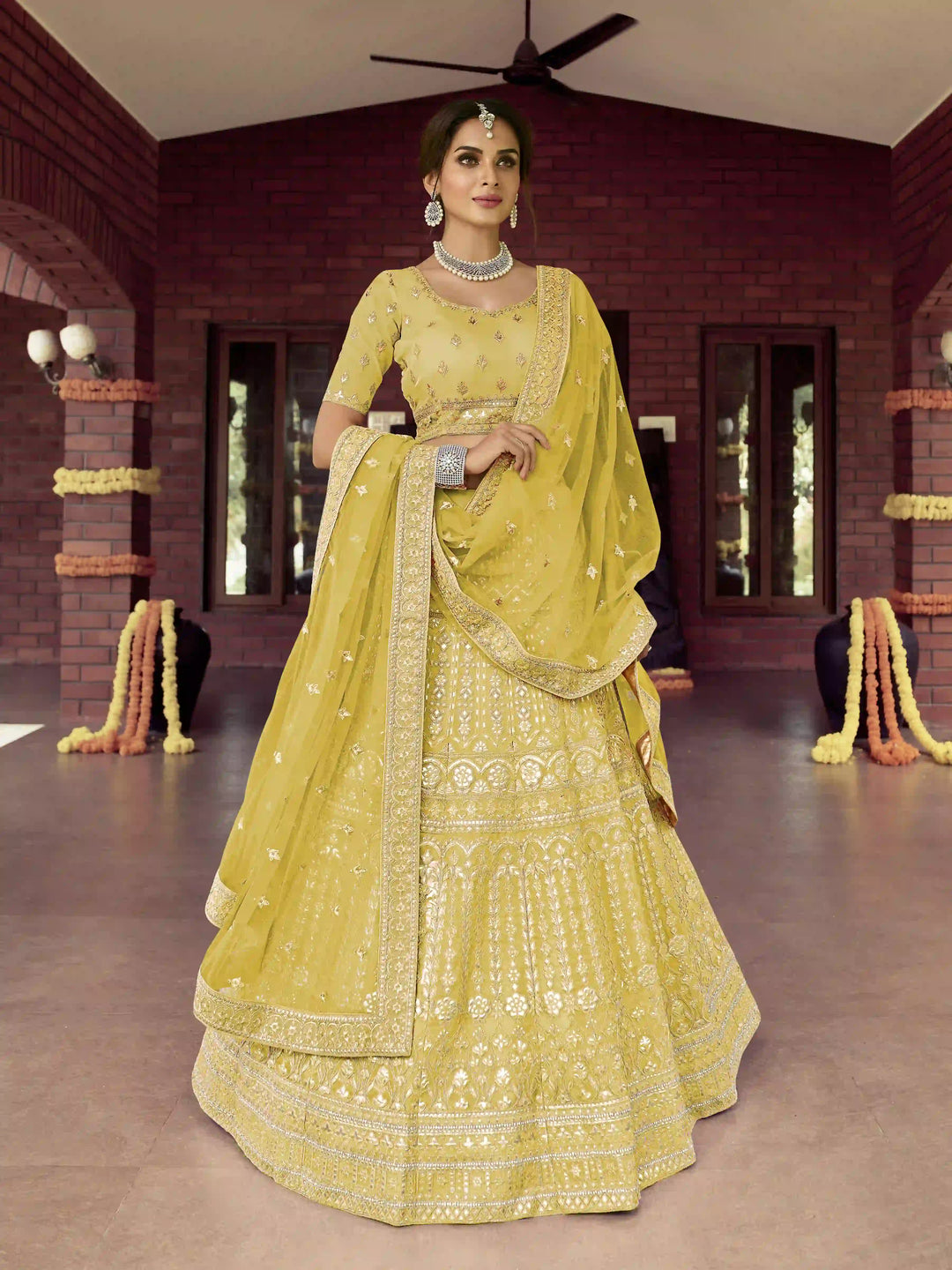 Organza Lehenga Choli Set | Jari, Thread & Gotta Embroidery for Elegance
