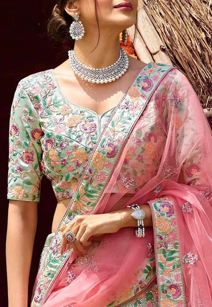Satin-Silk Sequin Embroidered Lehenga | Elegant Bridal Wear for Special Events