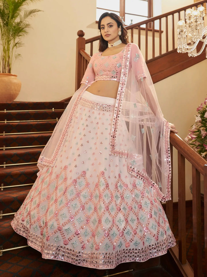 Beautiful White Georgette Lehenga with White Dupatta | Unmatched Beauty for Grand Occasions