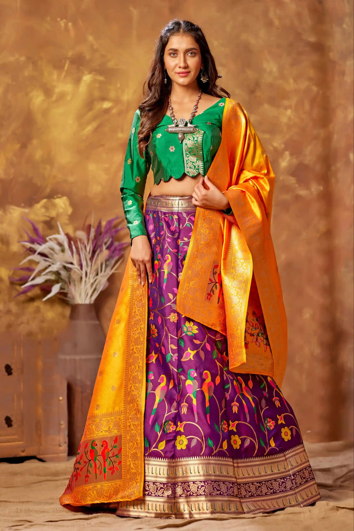 Silk Lehenga Set | Designer Blouse & Dupatta with Heavy Wevon Work