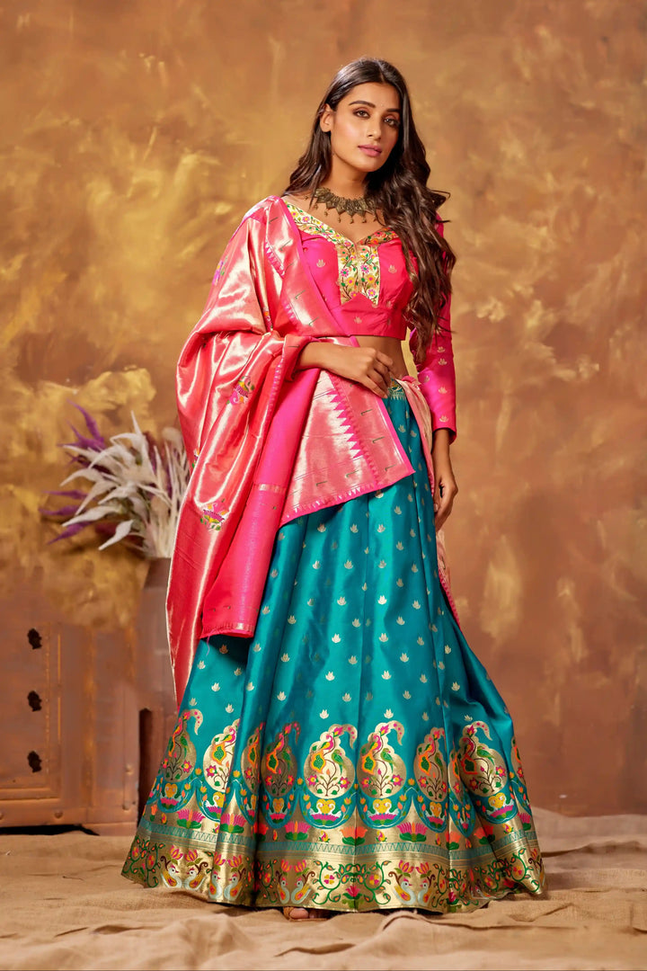 Elegant Silk Lehenga | Silk Fabric Blouse & Dupatta with Designer Work