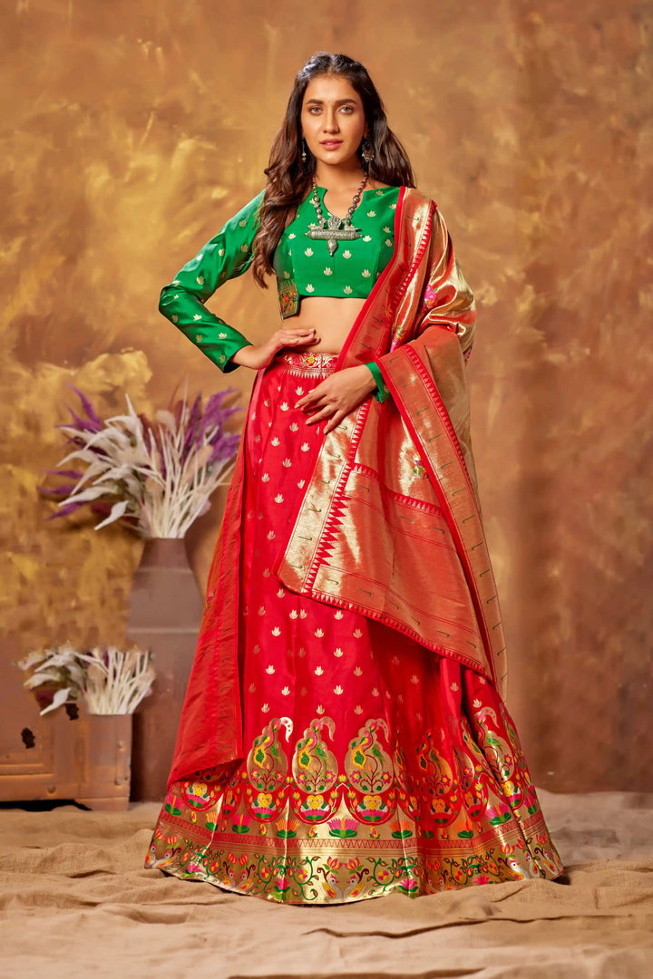 Elegant Silk Lehenga | Silk Fabric Blouse & Dupatta with Designer Work