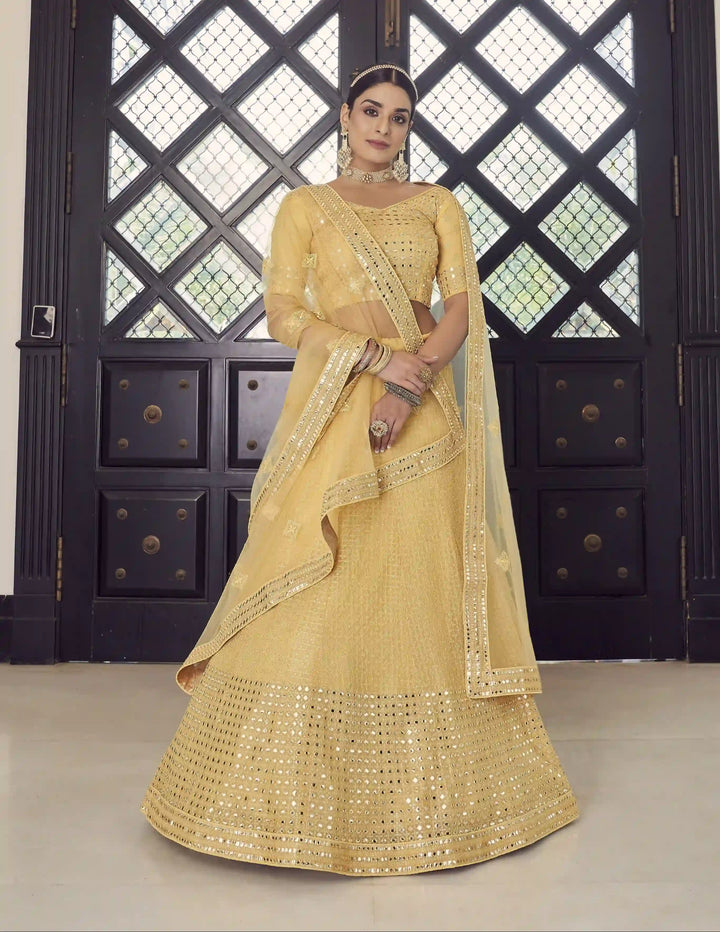 Designer Yellow Lehenga Choli | Georgette with Soft Net Dupatta
