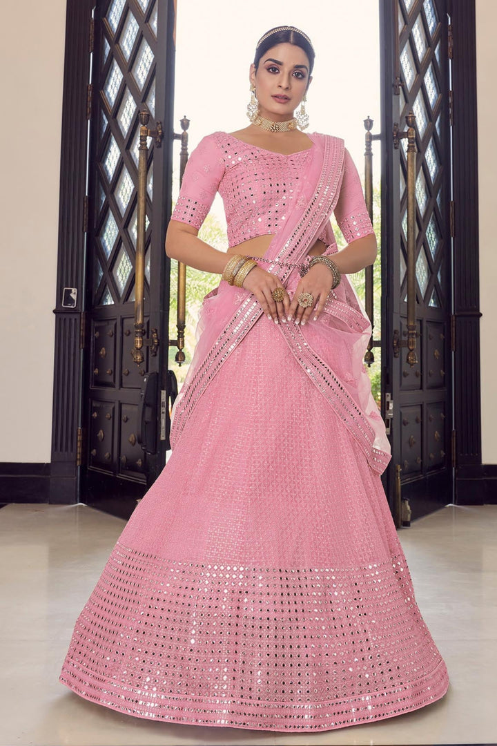 Designer Georgette Lehenga choli with Sequins & Mirror Embroidery | wedding Wear