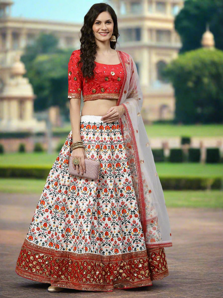 Elegant Art Silk Lehenga Choli | Heavy Designer Work & Net Dupatta