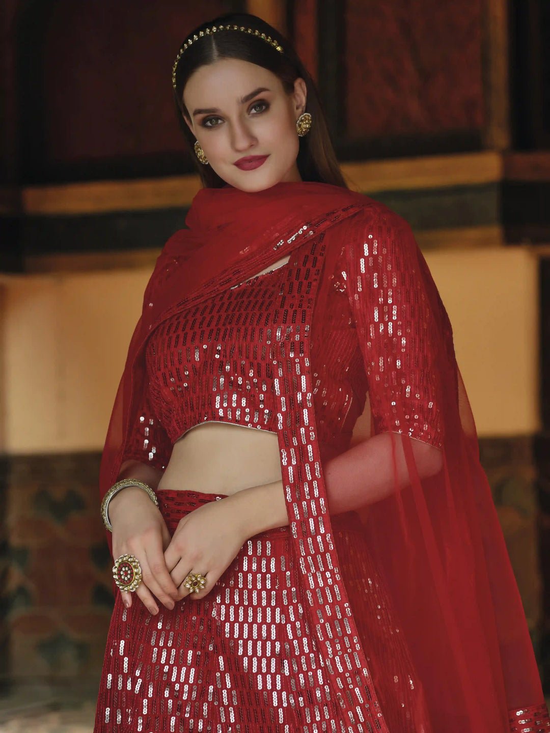 Heavy Sequin Embroidery Butterfly Net Lehenga | Bridal Wedding Party Wear