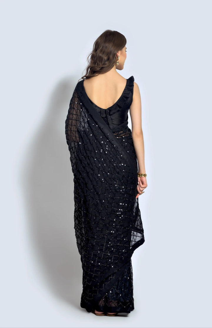 Designer Georgette Saree with Embroidered Banglori Silk Blouse | Party Wear & Festive