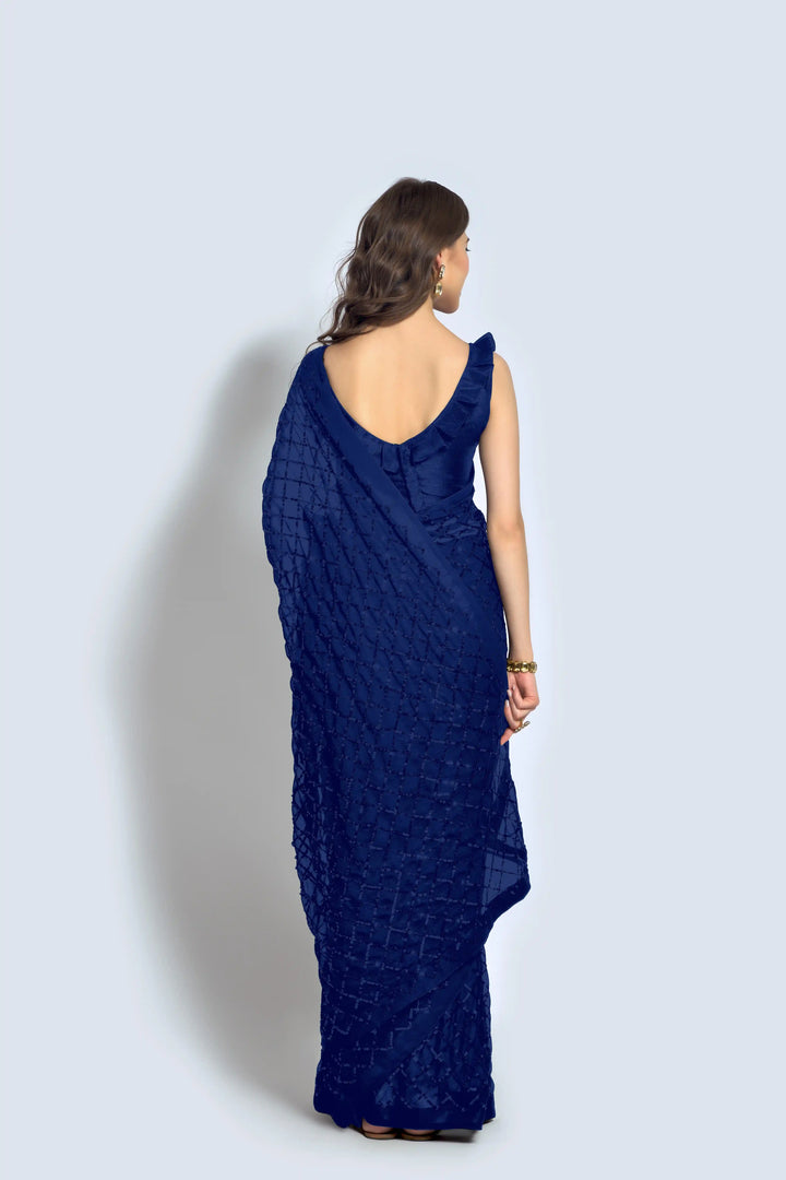 Designer Georgette Saree with Embroidered Banglori Silk Blouse | Party Wear & Festive
