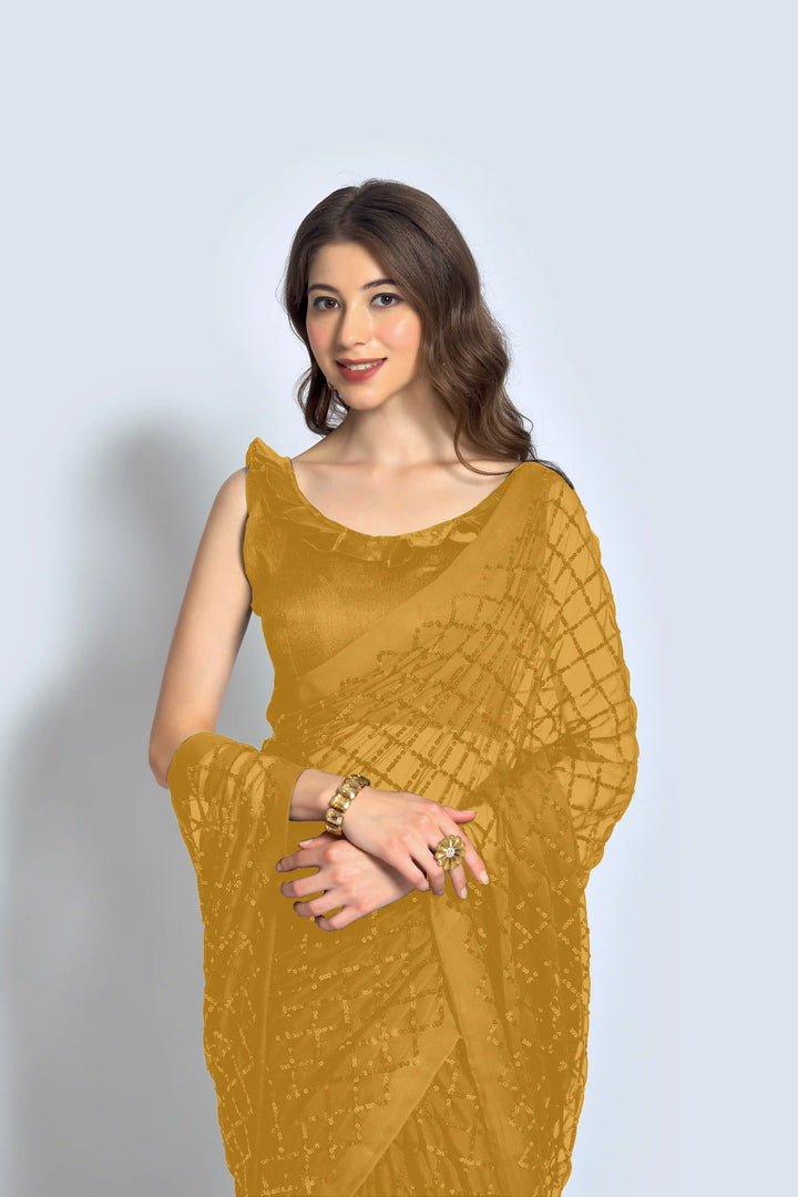 Designer Georgette Saree with Embroidered Banglori Silk Blouse | Party Wear & Festive