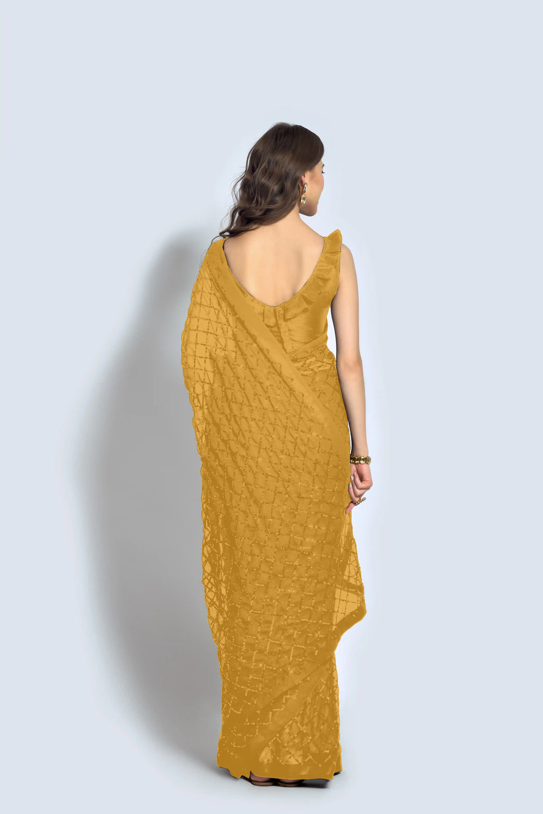 Designer Georgette Saree with Embroidered Banglori Silk Blouse | Party Wear & Festive