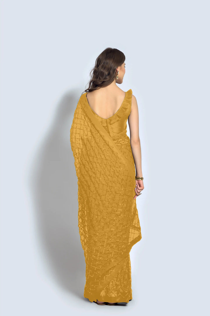 Designer Georgette Saree with Embroidered Banglori Silk Blouse | Party Wear & Festive