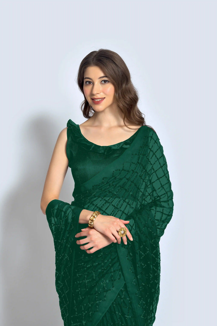 Designer Georgette Saree with Embroidered Banglori Silk Blouse | Party Wear & Festive