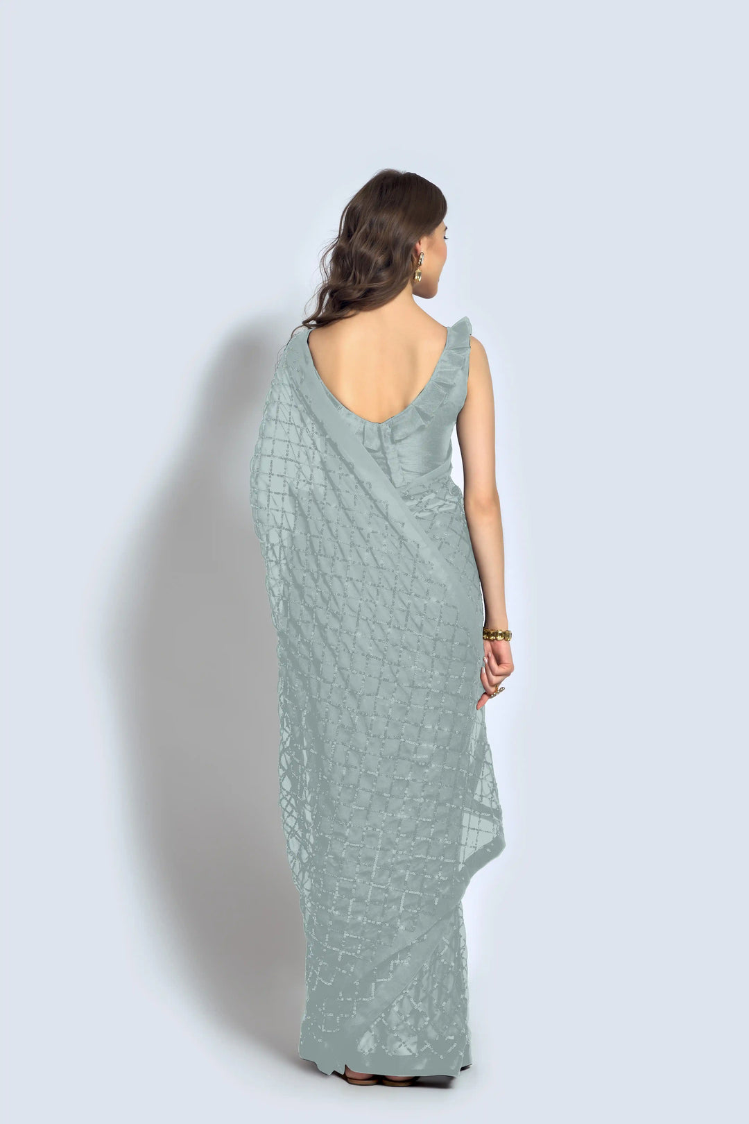 Designer Georgette Saree with Embroidered Banglori Silk Blouse | Party Wear & Festive