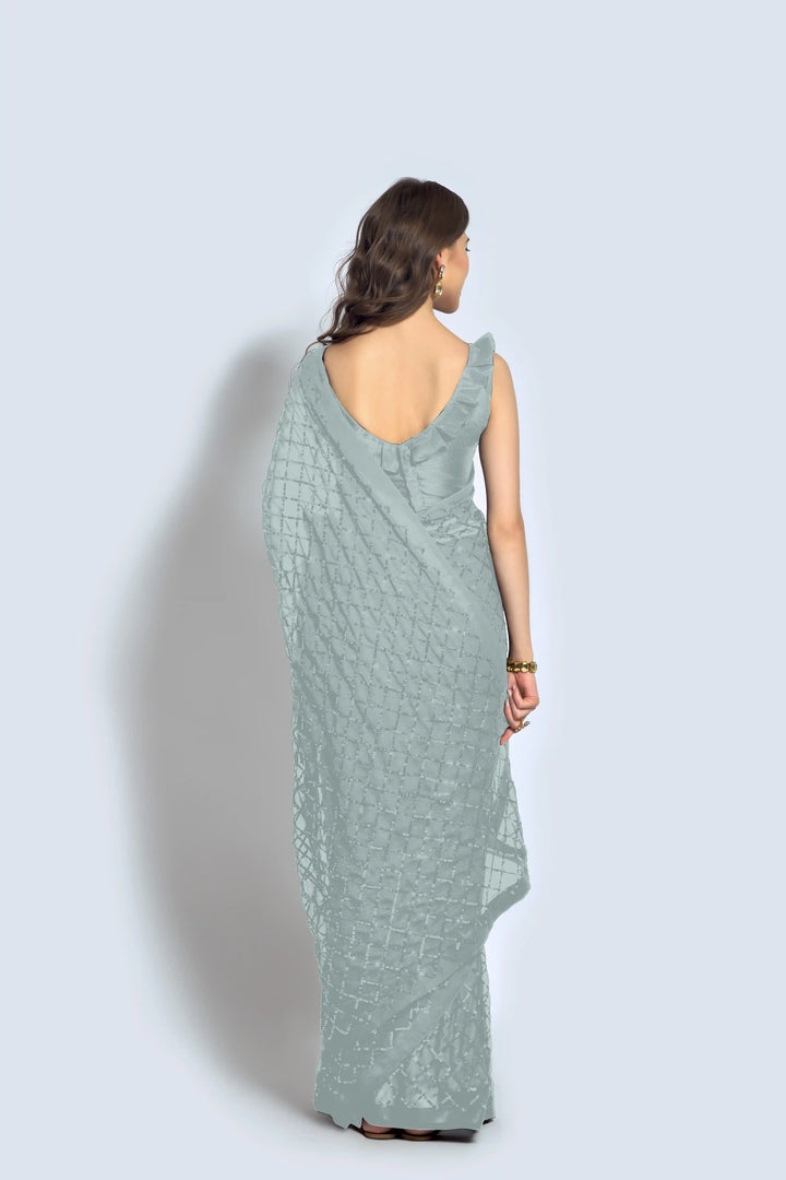 Designer Georgette Saree with Embroidered Banglori Silk Blouse | Party Wear & Festive