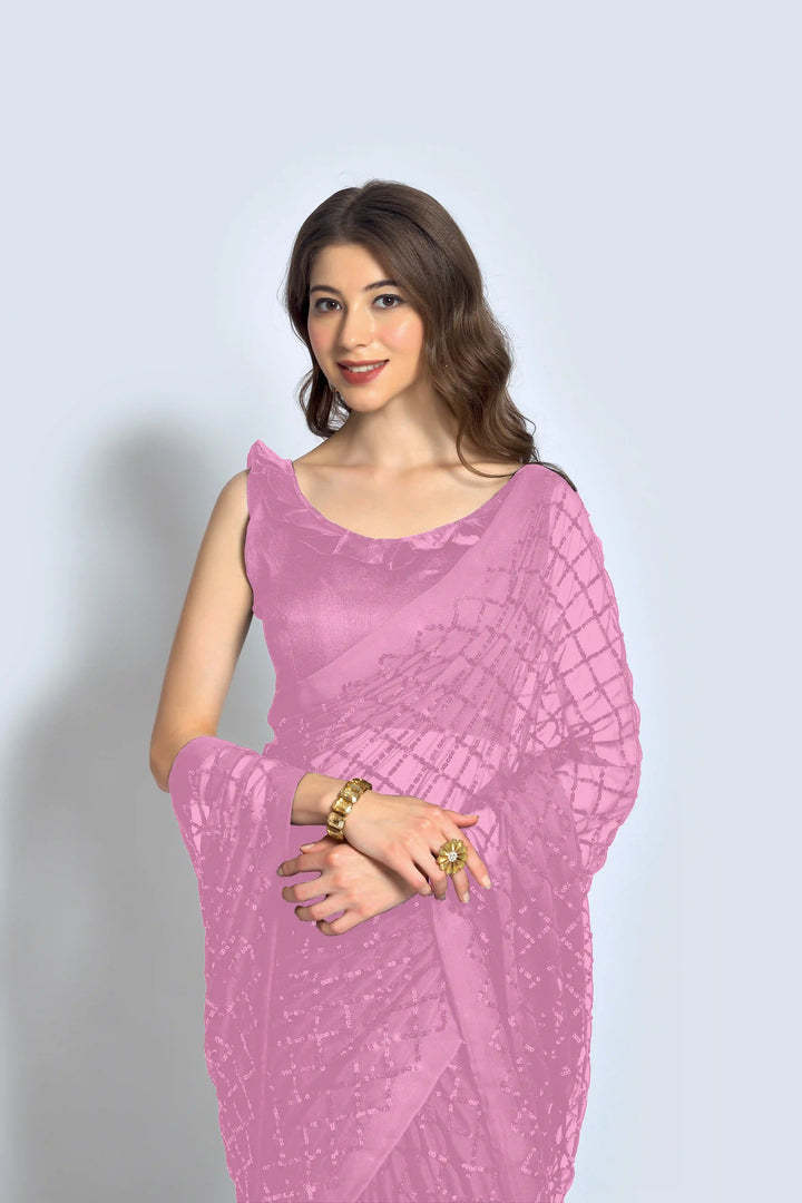 Designer Georgette Saree with Embroidered Banglori Silk Blouse | Party Wear & Festive