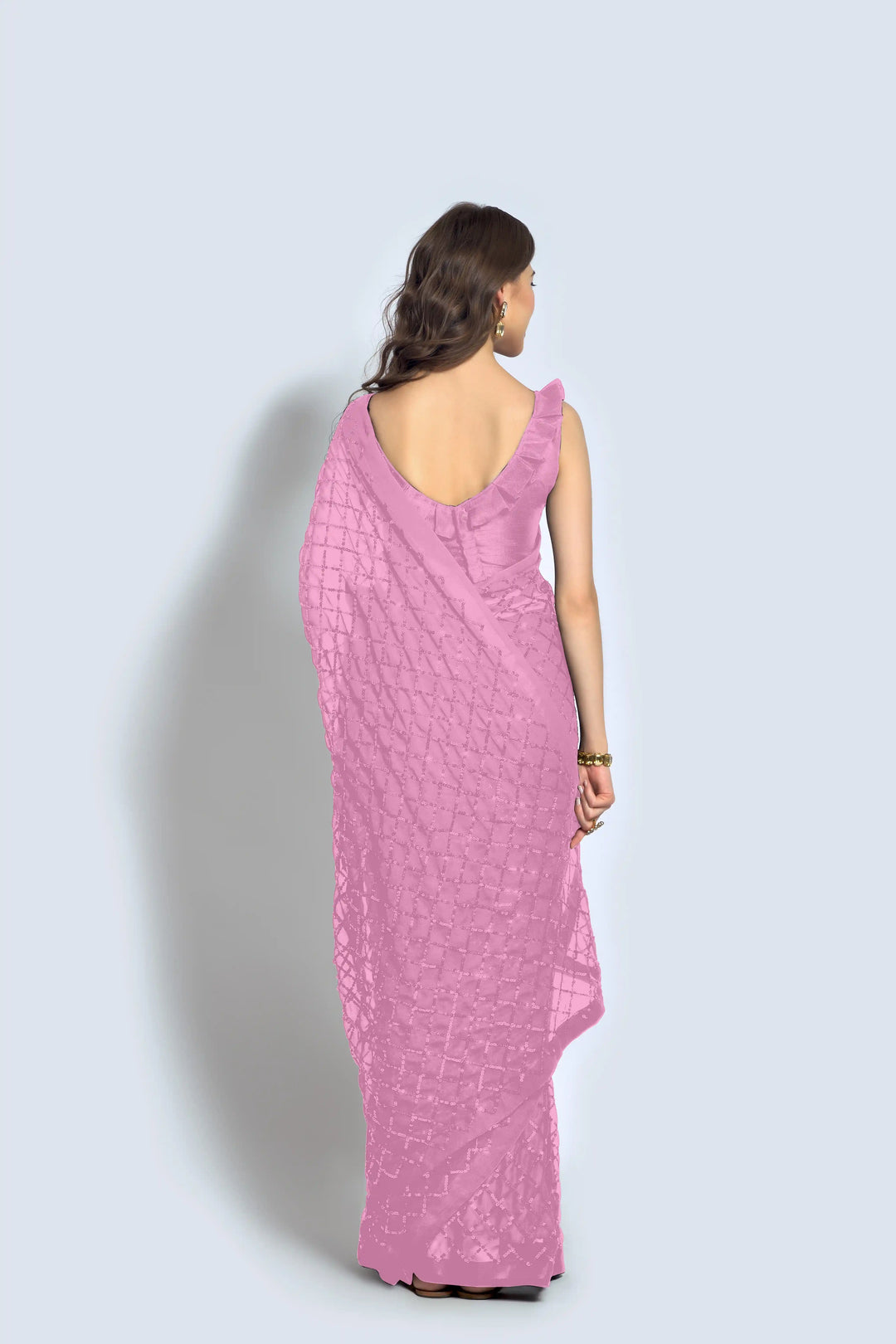 Designer Georgette Saree with Embroidered Banglori Silk Blouse | Party Wear & Festive