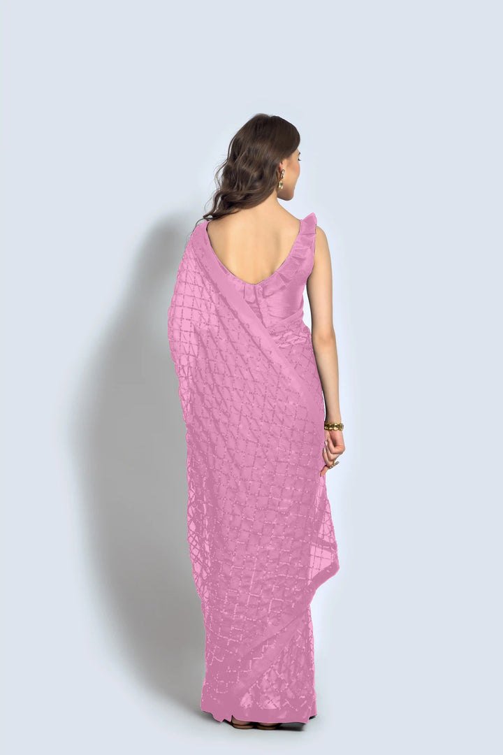 Designer Georgette Saree with Embroidered Banglori Silk Blouse | Party Wear & Festive