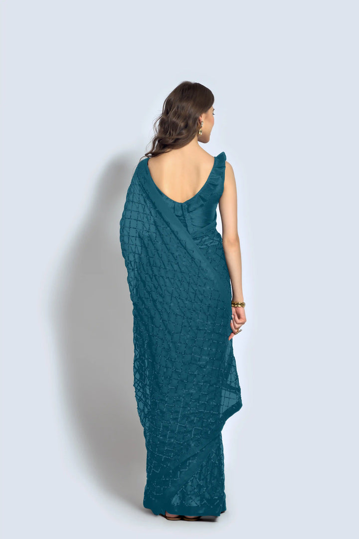 Designer Georgette Saree with Embroidered Banglori Silk Blouse | Party Wear & Festive