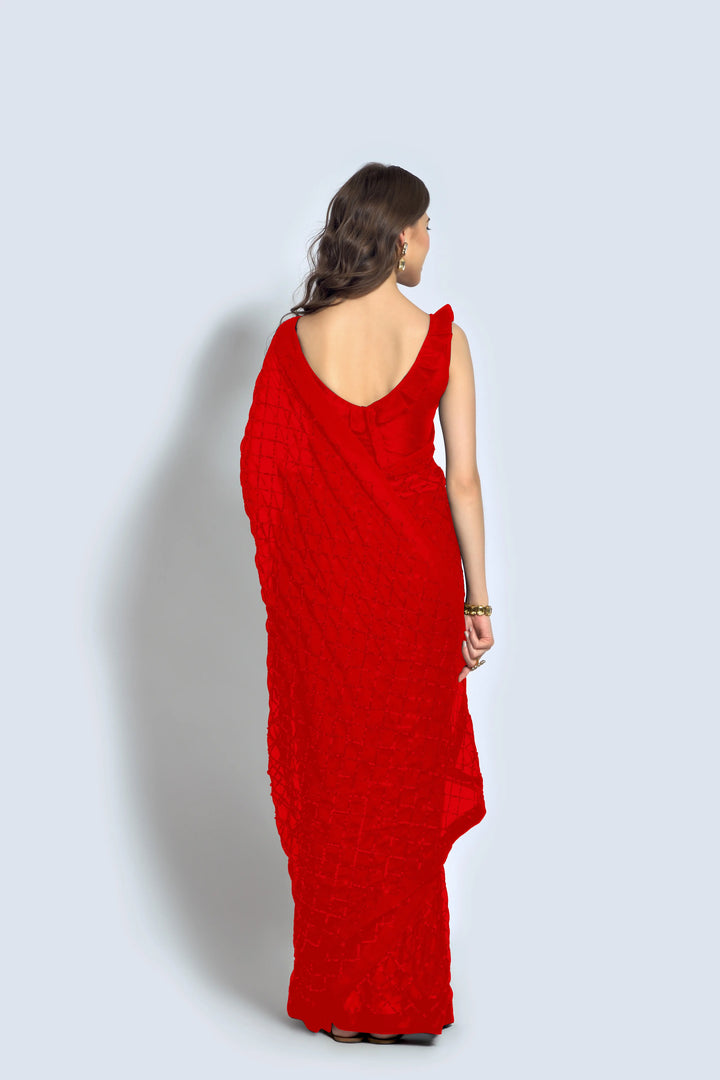 Designer Georgette Saree with Embroidered Banglori Silk Blouse | Party Wear & Festive