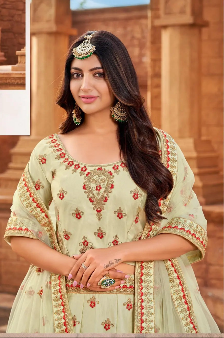 Beautiful Malai Satin Lehenga with Dupatta | An Exclusive Designer Masterpiece