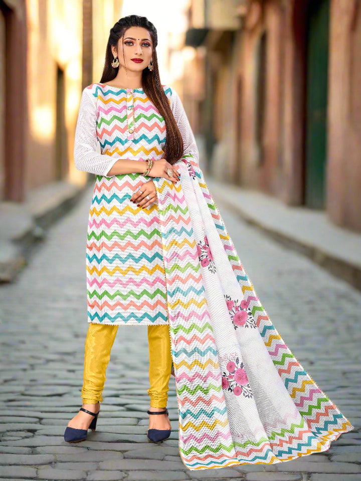Kota-Checks Salwar Kameez | Digital Printed Three-Quarter Sleeve for Weddings
