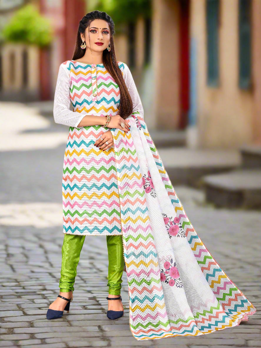 Kota-Checks Salwar Kameez | Digital Printed Three-Quarter Sleeve for Weddings
