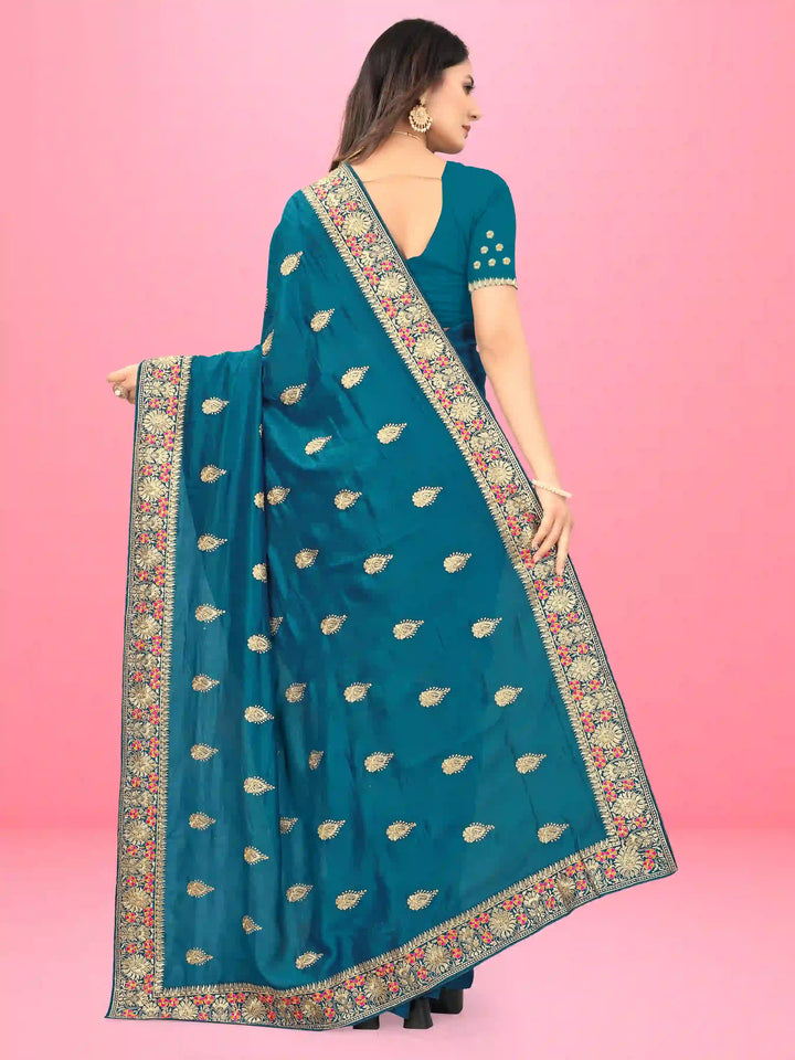 Designer Vichitra Silk Saree | Heavy Embroidery for Traditional Wedding Wear