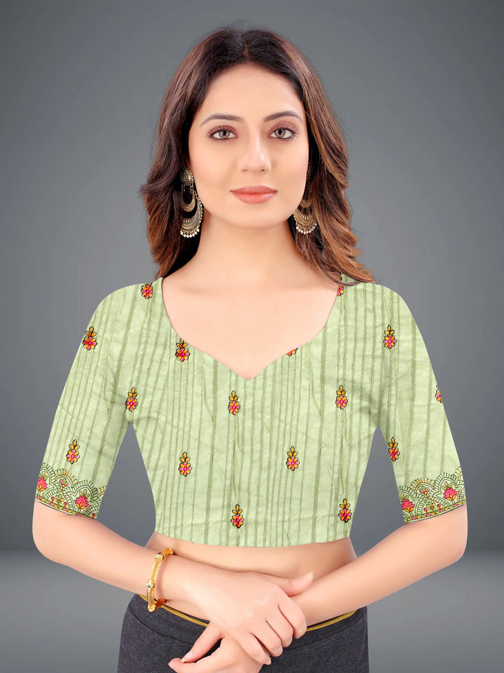 Light Green Manipuri Silk Saree | Heavy Embroidery for Weddings