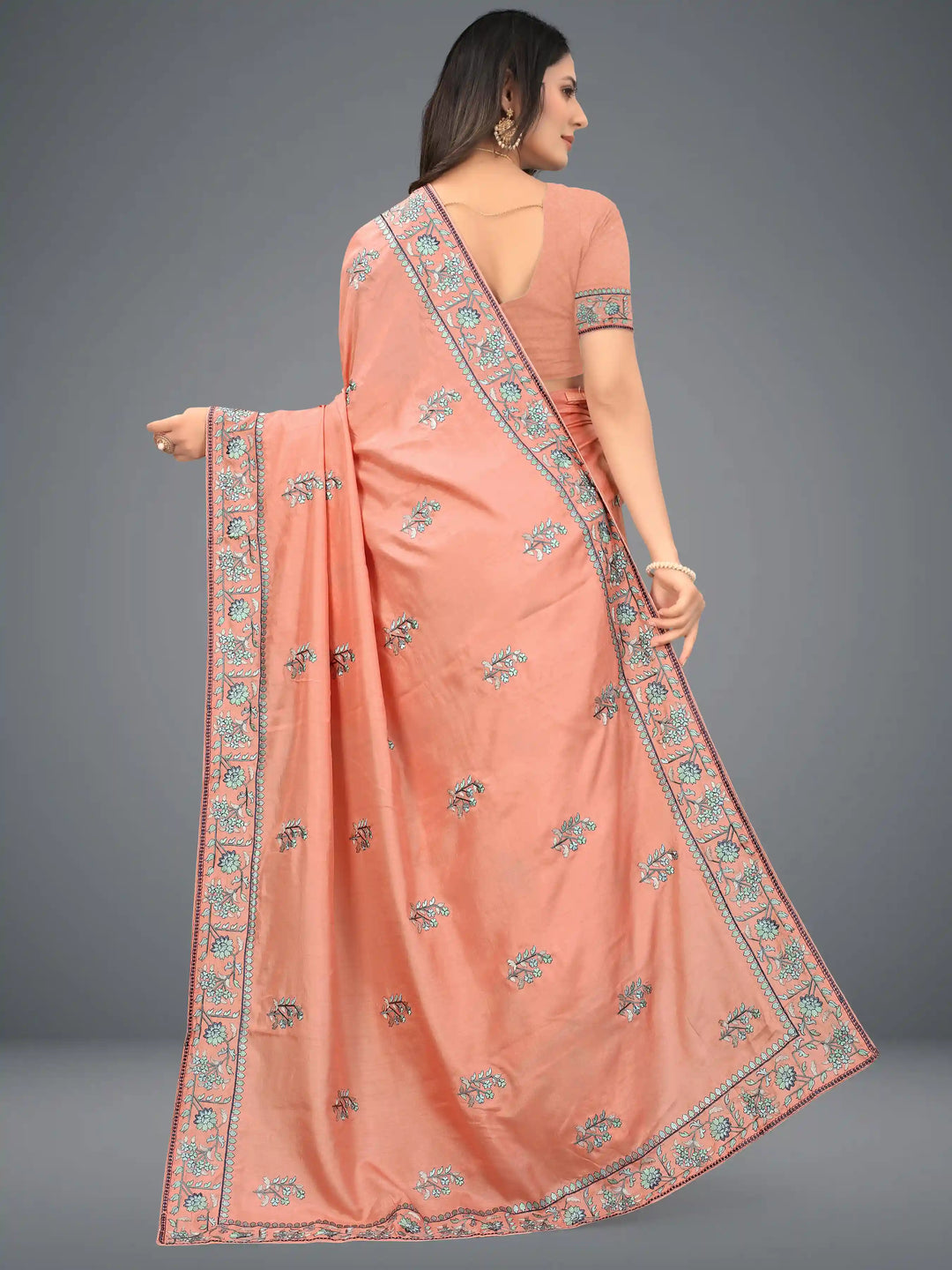 Dola-Silk Heavy Embroidery Saree | Traditional Wedding Party Festive Wear