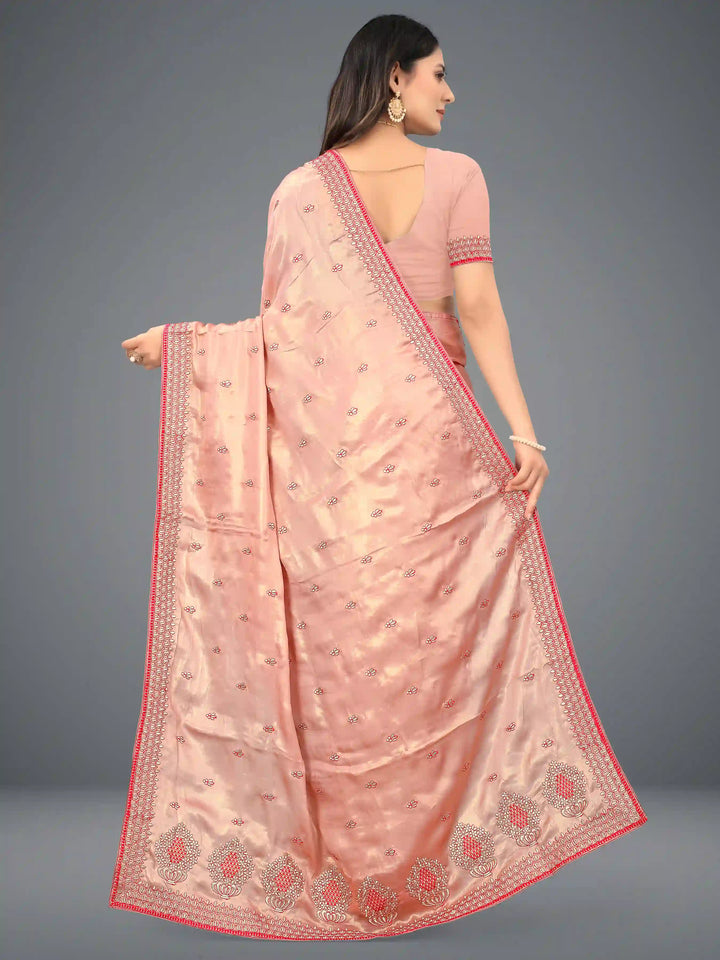 Satin-Silk Saree | Heavy Embroidery | Traditional Wedding Party Wear