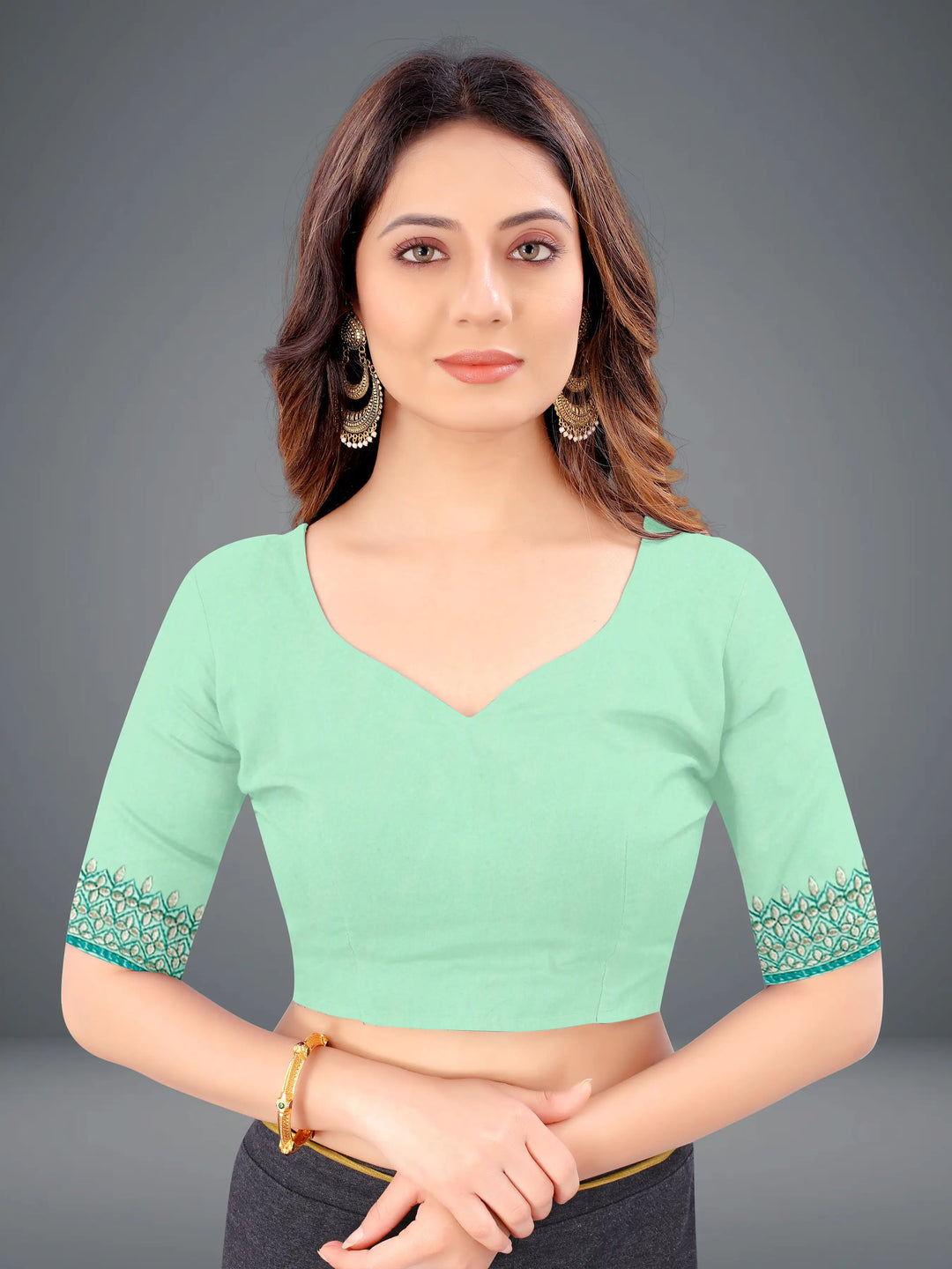 Sea Green Satin-Silk Saree | Traditional Indian Sari for Weddings