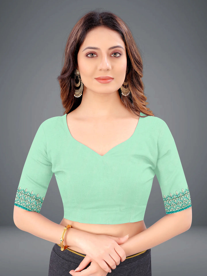 Sea Green Satin-Silk Saree | Traditional Indian Sari for Weddings