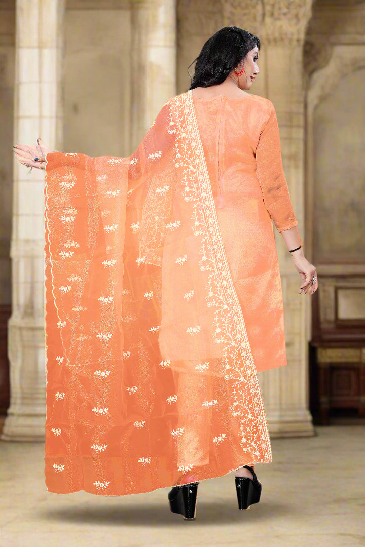 Stylish Organza Salwar Suit | Designer Embroidery & Santoon Bottom for Festive