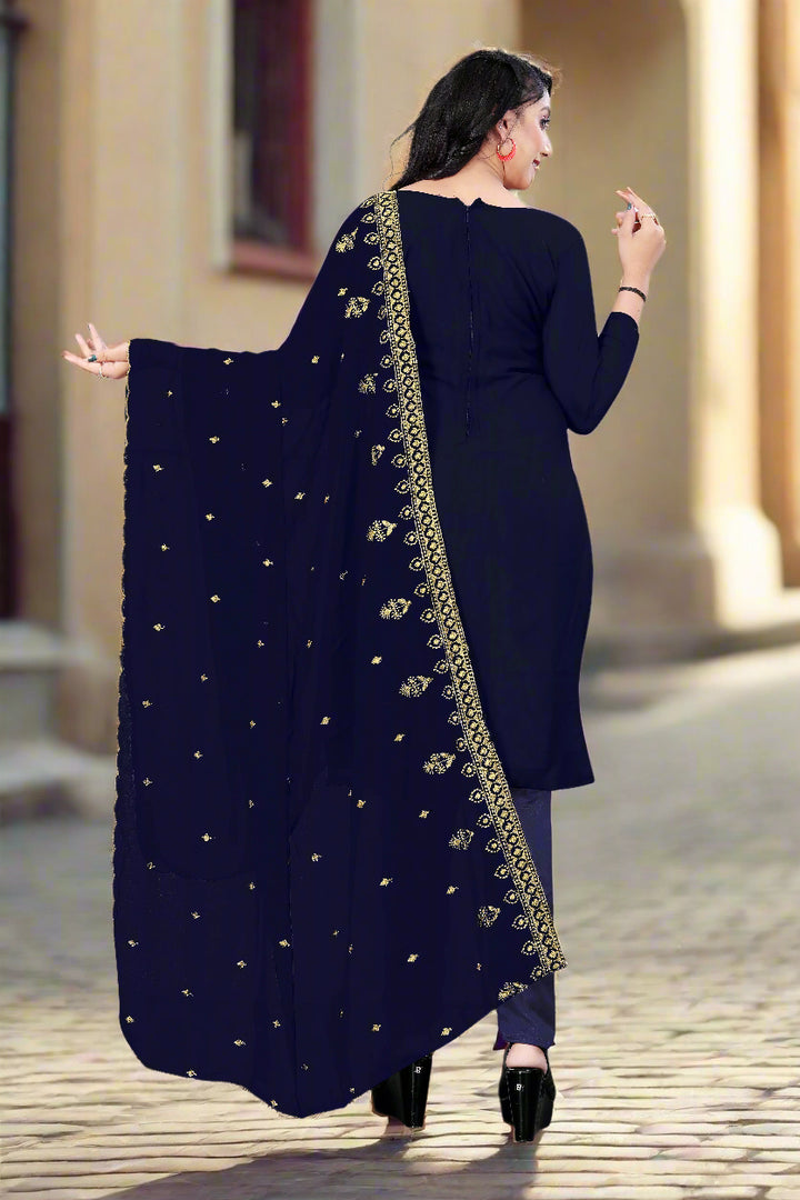 Georgette Salwar Suit | Santoon Bottom with Designer Jari Embroidery for festive events