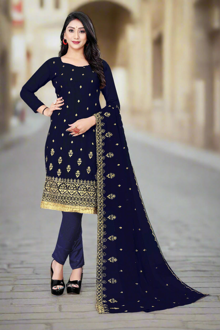 Georgette Salwar Suit | Santoon Bottom with Designer Jari Embroidery for festive events