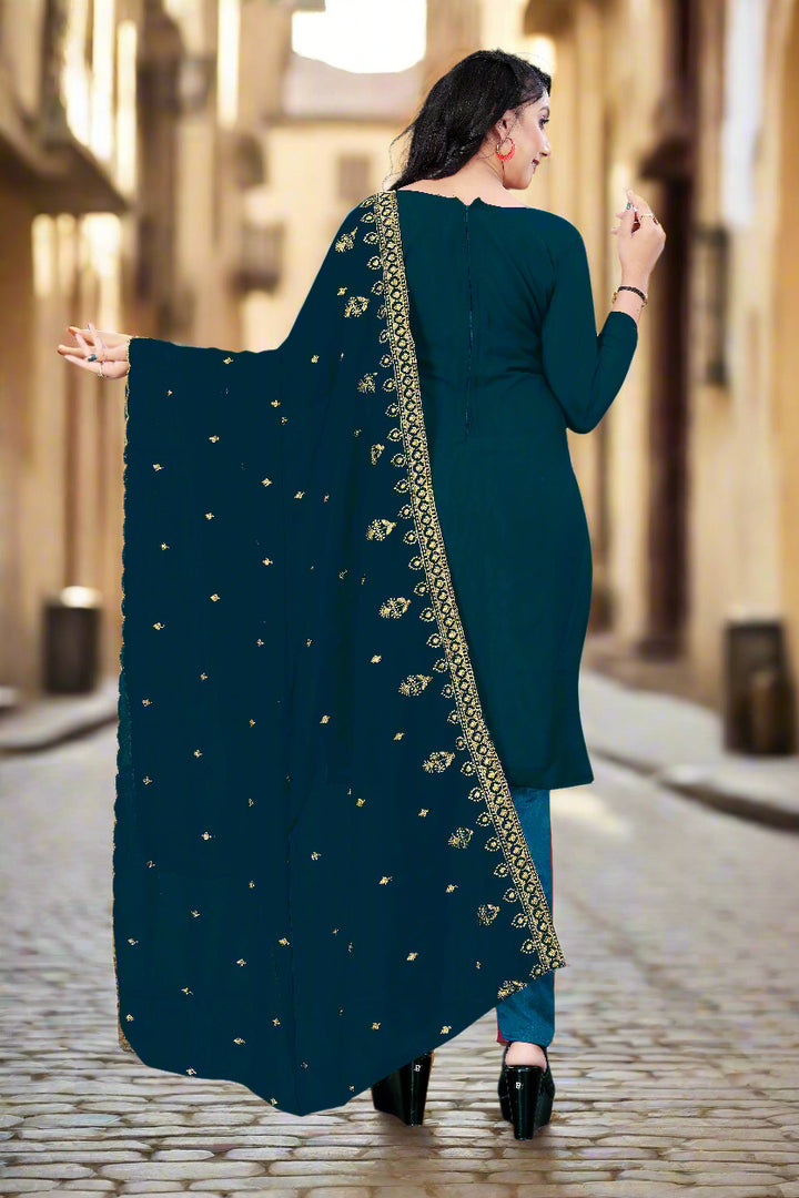 Georgette Salwar Suit | Santoon Bottom with Designer Jari Embroidery for festive events