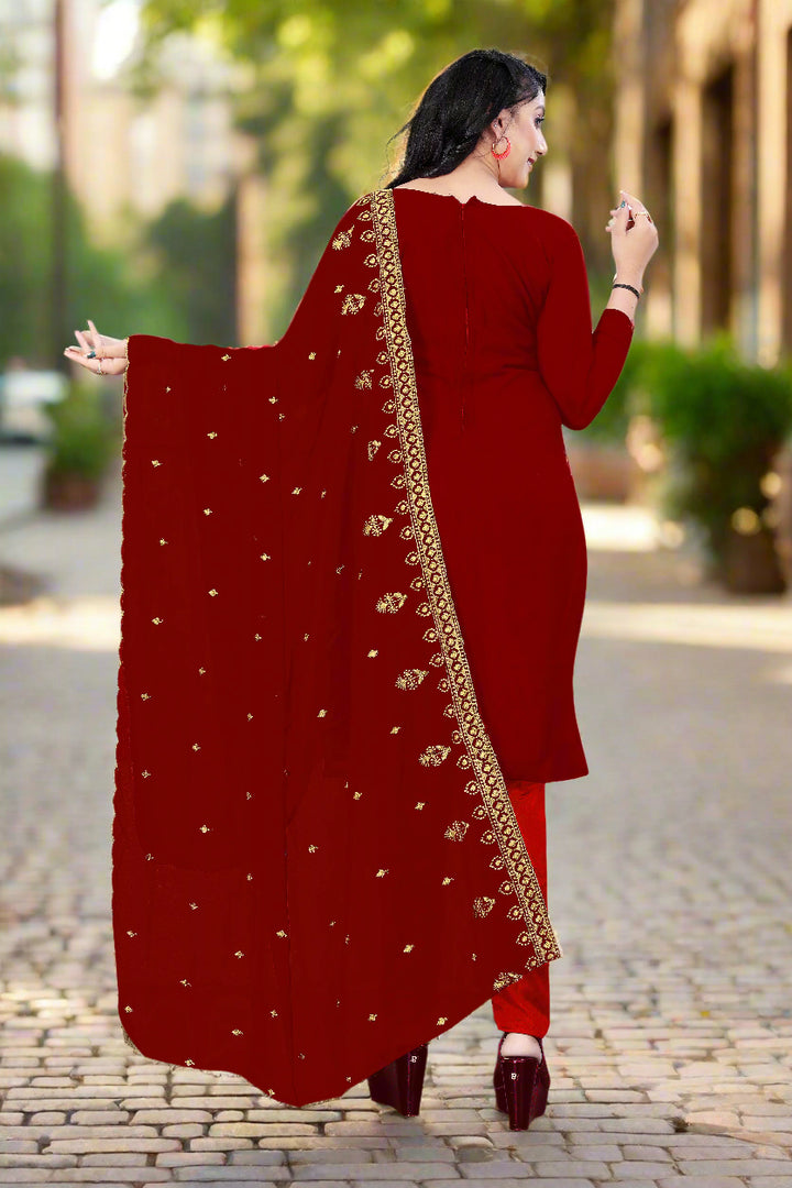 Georgette Salwar Suit | Santoon Bottom with Designer Jari Embroidery for festive events