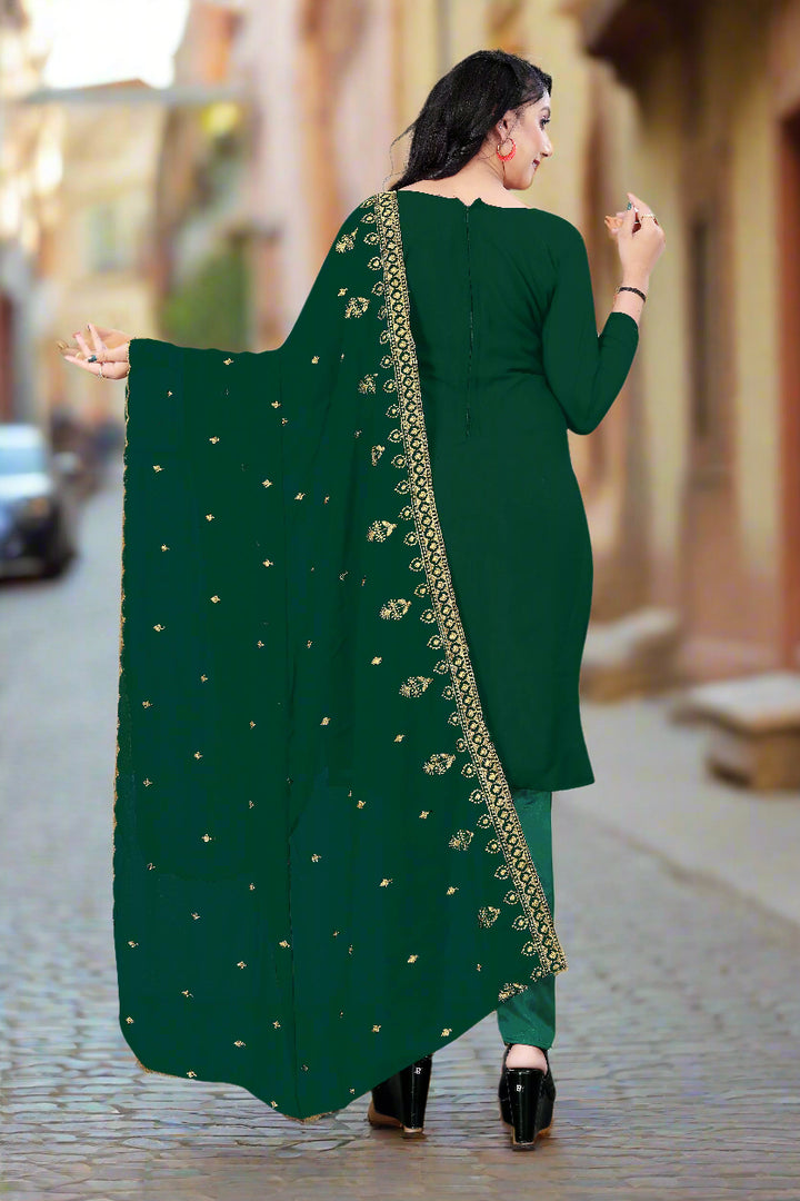 Georgette Salwar Suit | Santoon Bottom with Designer Jari Embroidery for festive events