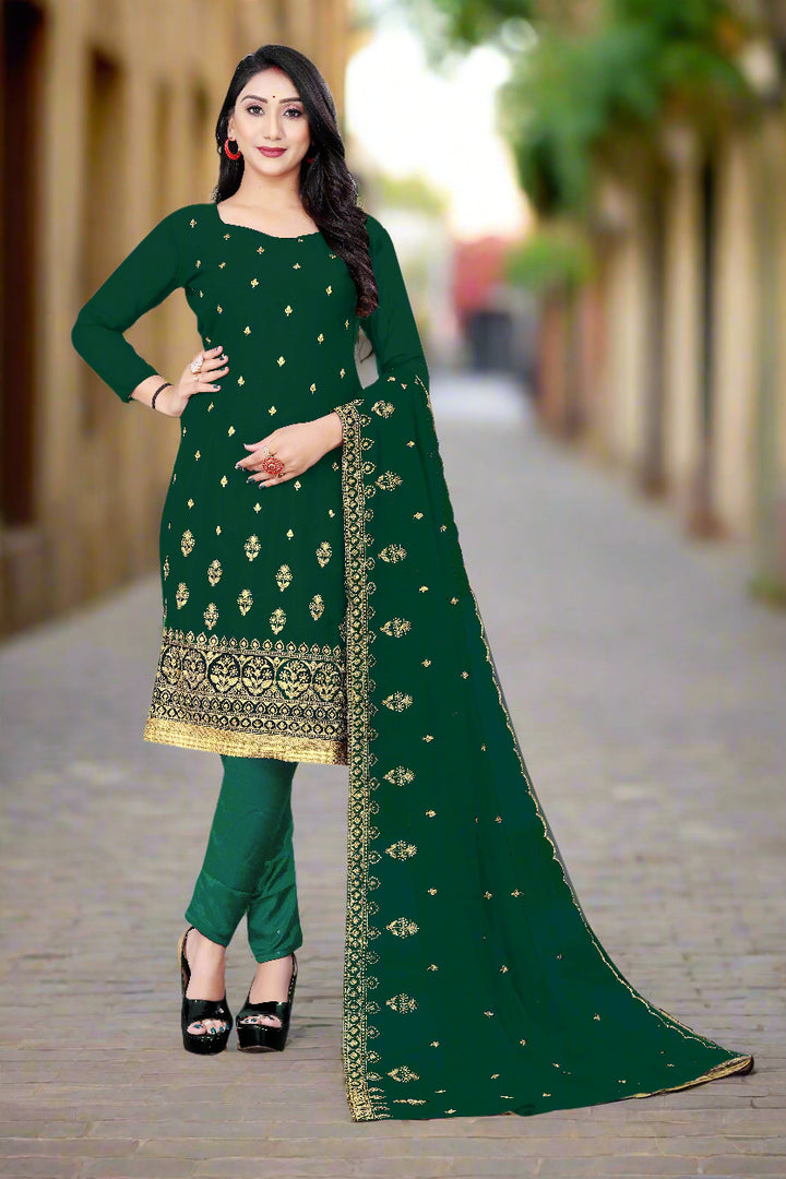 Georgette Salwar Suit | Santoon Bottom with Designer Jari Embroidery for festive events