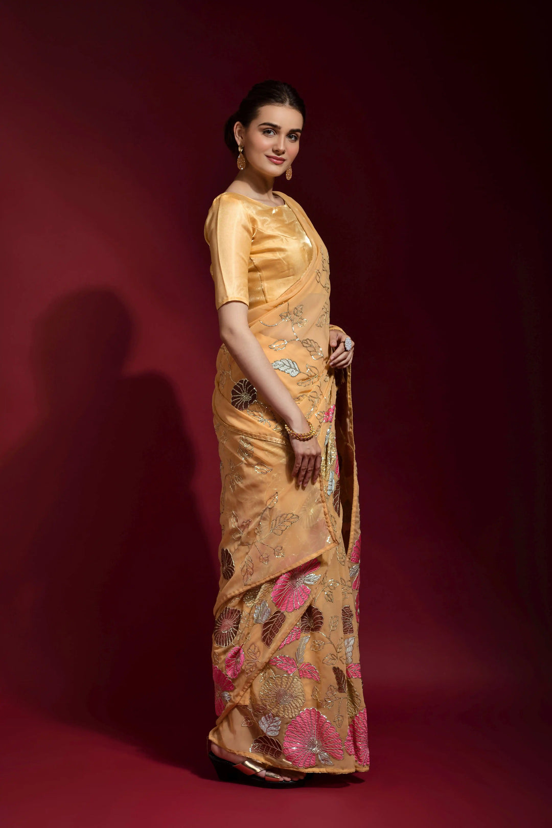Sequins Embroidered Georgette Saree | Ideal Wedding & Party Wear with Style