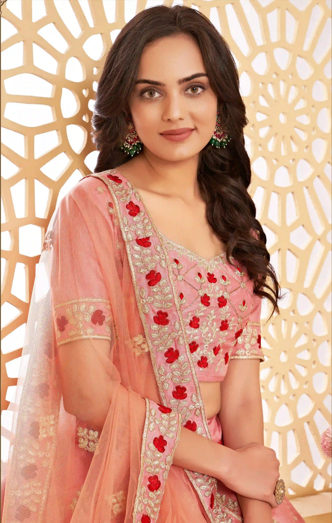 Designer Pink Silk Lehenga Set with Embroidery Work | Wedding and Party Wear