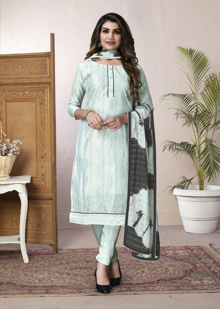 Sky Blue Modal Chanderi Salwar Kameez | Embroidered Festive Wear with Dupatta