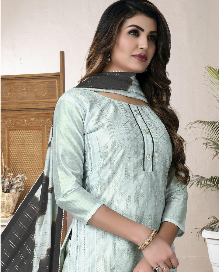Sky Blue Modal Chanderi Salwar Kameez | Embroidered Festive Wear with Dupatta