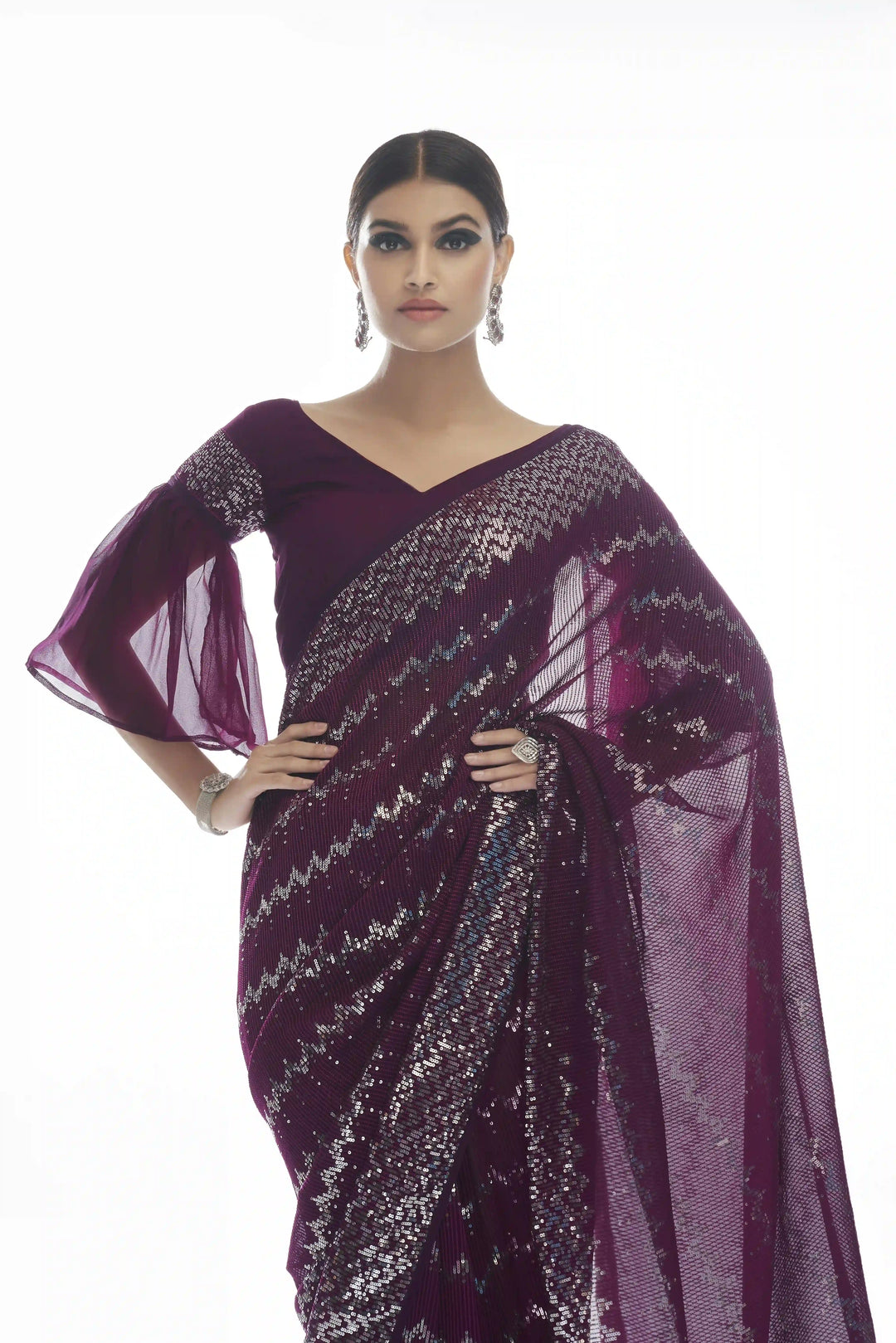 Elegant Georgette Saree | Designer Thread & Sequins Work for Grand Celebrations