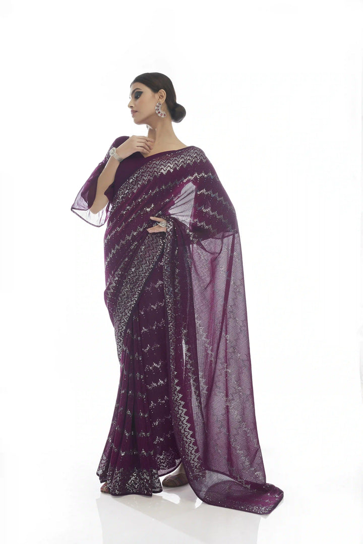 Elegant Georgette Saree | Designer Thread & Sequins Work for Grand Celebrations
