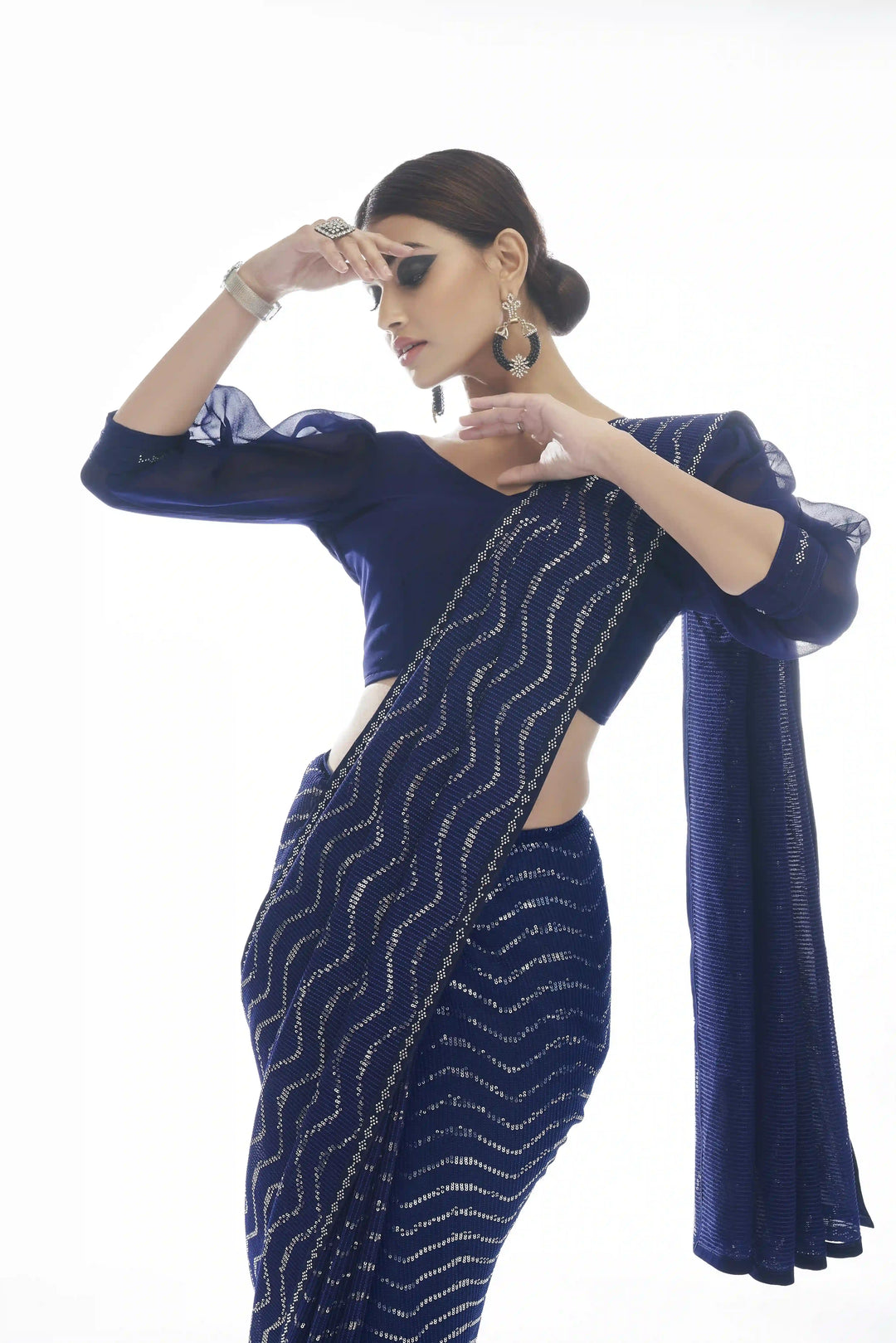 Elegant Georgette Saree | Sequins & Thread Design for Ceremonial & Party Looks