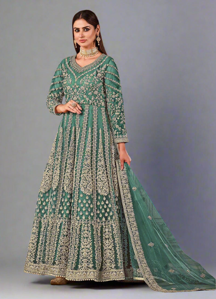 Butterfly Net Anarkali Suit with Heavy Sequins & Hand Work