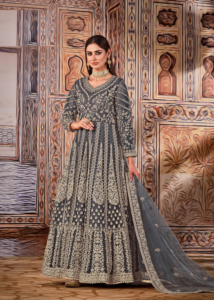Butterfly Net Anarkali Suit with Heavy Sequins & Hand Work