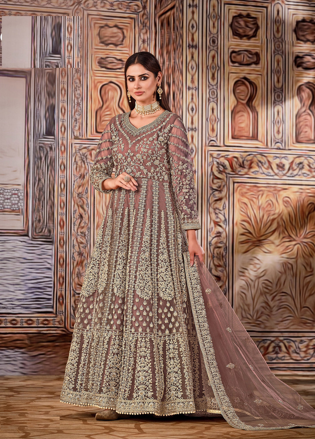 Butterfly Net Anarkali Suit with Heavy Sequins & Hand Work